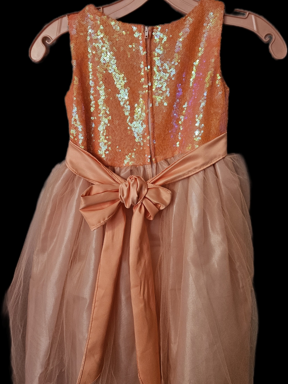 Ellie Kids Peach Sequin Party Dress - Picture 5 of 15